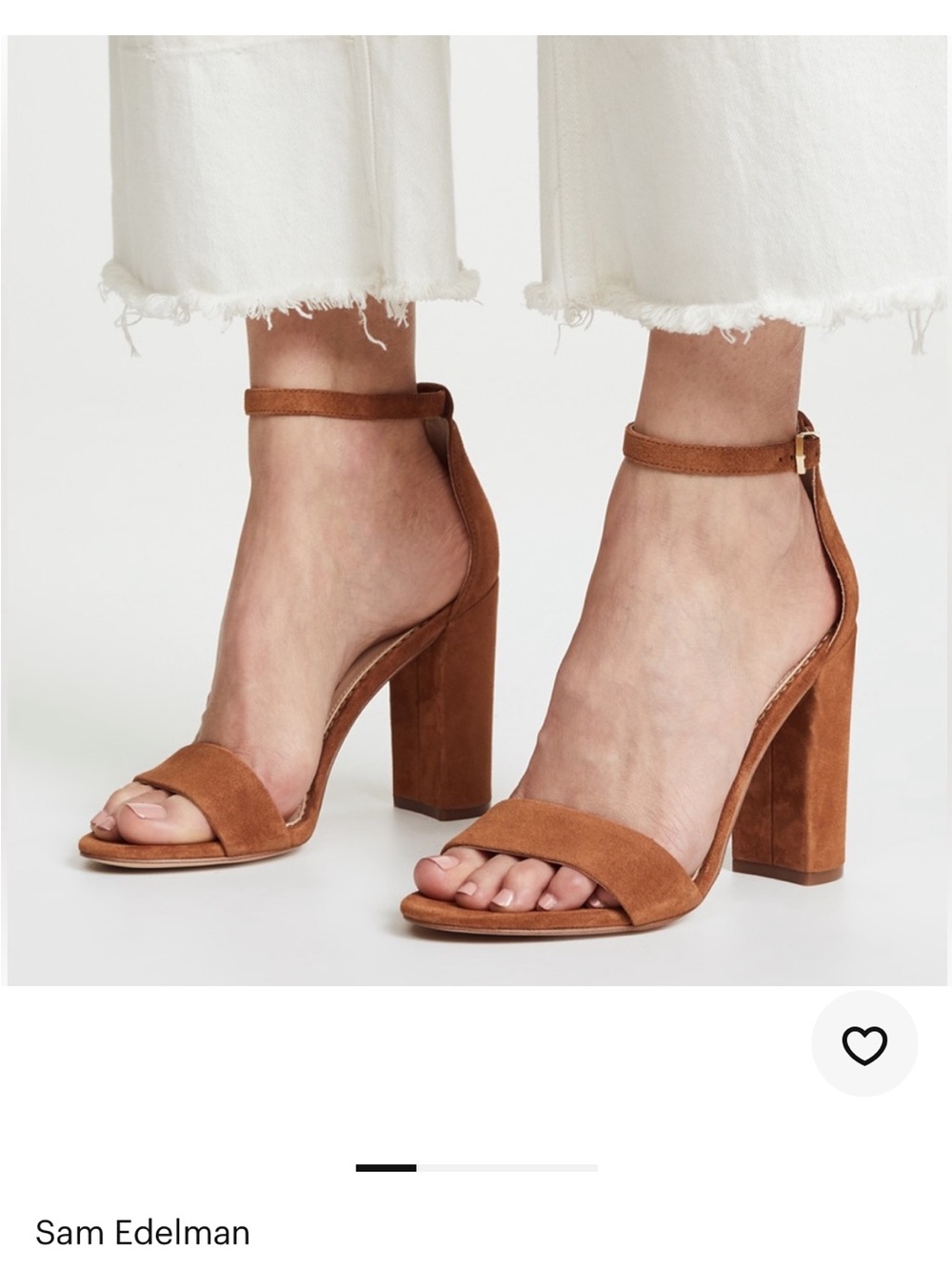Sam Edelman Tan Suede Block Heel Sandals with Ankle Strap
